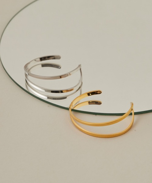 ciite' surgical stainless（シーテサージカルステンレス）の「【 金属アレルギー対応 】 2ラインバングル / ブレスレット サージカルステンレス（バングル/リストバンド・レディース・ゴールド/シルバー・FREE）」の6枚目の写真