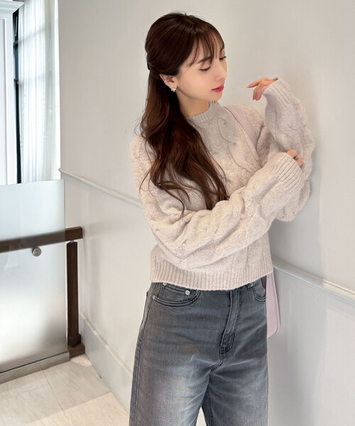 KOBE LETTUCE（コウベレタス）の「［ 岡部あゆみさんコラボ ］ カーディガンorトップスの選べる3タイプニットプルオーバー（ニット/セーター・レディース・パープル系/グレー系/ホワイト系/ブルー系/ピンク系1/ブルー系1/ホワイト/ピンク系/パープル系1/グレー系1/ブルー系2/ピンク系2/ピンク系5/ホワイト系1/グレー系2・M/M1/M2）」の12枚目の写真