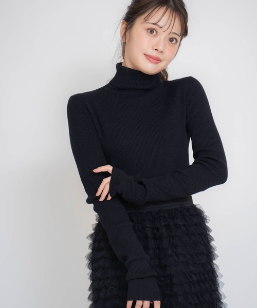 NOELA（ノエラ）の「ロングスリーブウールタートルニット（ニット/セーター・レディース・モカ/ピンク/ブラック/ブラウン/オフホワイト・フリー）」の7枚目の写真