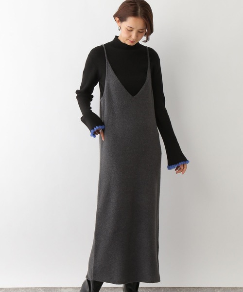 LEPSIM（レプシィム）の「7ゲージニットキャミワンピース　133413（ワンピース・レディース・チャコールグレー/ライトブルー・FREE）」の2枚目の写真