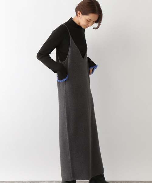 LEPSIM（レプシィム）の「7ゲージニットキャミワンピース　133413（ワンピース・レディース・チャコールグレー/ライトブルー・FREE）」の7枚目の写真