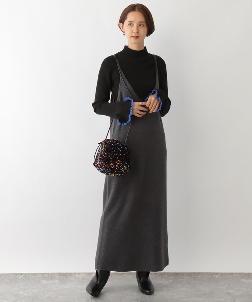 LEPSIM（レプシィム）の「7ゲージニットキャミワンピース　133413（ワンピース・レディース・チャコールグレー/ライトブルー・FREE）」の6枚目の写真