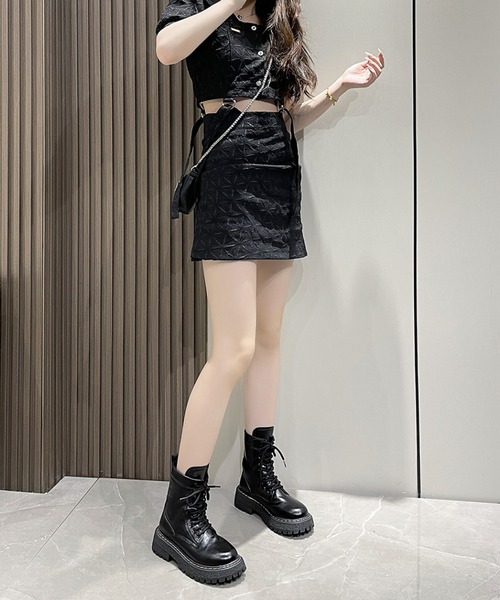 Lace Ladies(レースレディース)の「レザー調 ラウンドトゥ レースアップ ショート ブーツ(ブーツ・レディース・ホワイト/ブラック・22.5cm/23.5cm/24cm/24.5cm/25cm/23cm)」の8枚目の写真