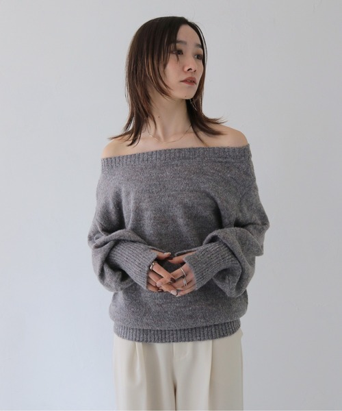 CLEIO（クレイオ）の「【CLEIO】オフショルダーニット/OFF SHOULDER KNIT/986-12626（ニット/セーター・レディース・アイボリー/ブラック/グレー・FREE）」の14枚目の写真