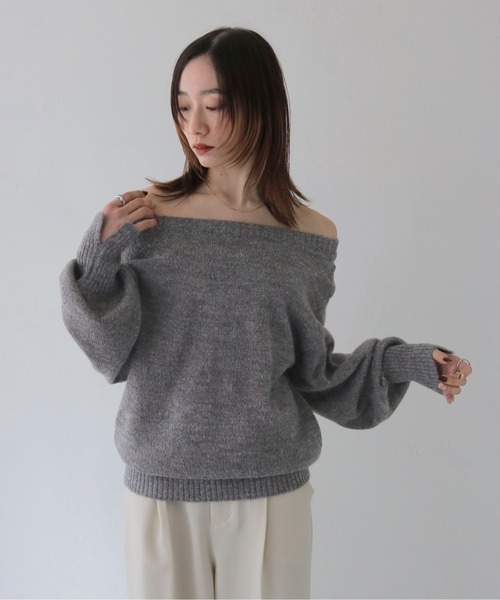 CLEIO（クレイオ）の「【CLEIO】オフショルダーニット/OFF SHOULDER KNIT/986-12626（ニット/セーター・レディース・アイボリー/ブラック/グレー・FREE）」の15枚目の写真