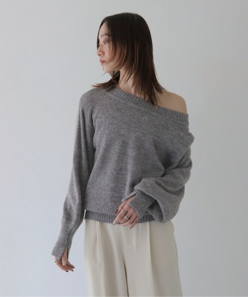 CLEIO（クレイオ）の「【CLEIO】オフショルダーニット/OFF SHOULDER KNIT/986-12626（ニット/セーター・レディース・アイボリー/ブラック/グレー・FREE）」の6枚目の写真