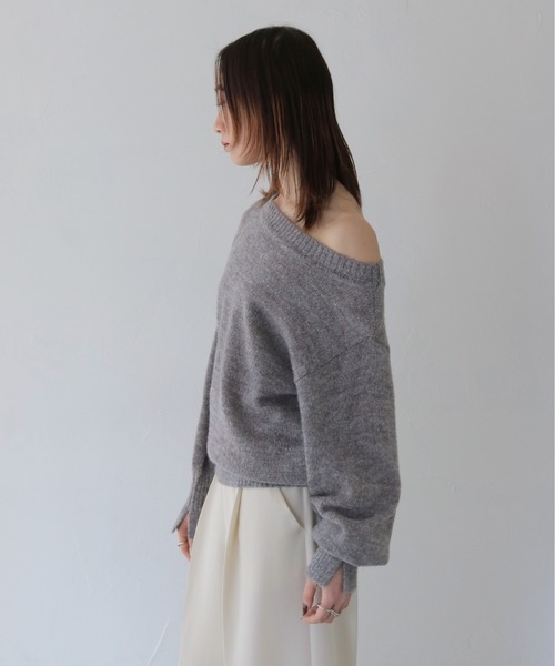CLEIO（クレイオ）の「【CLEIO】オフショルダーニット/OFF SHOULDER KNIT/986-12626（ニット/セーター・レディース・アイボリー/ブラック/グレー・FREE）」の7枚目の写真