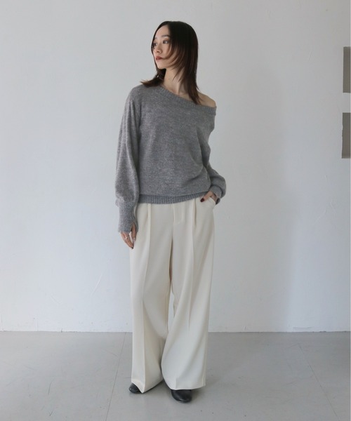 CLEIO（クレイオ）の「【CLEIO】オフショルダーニット/OFF SHOULDER KNIT/986-12626（ニット/セーター・レディース・アイボリー/ブラック/グレー・FREE）」の9枚目の写真