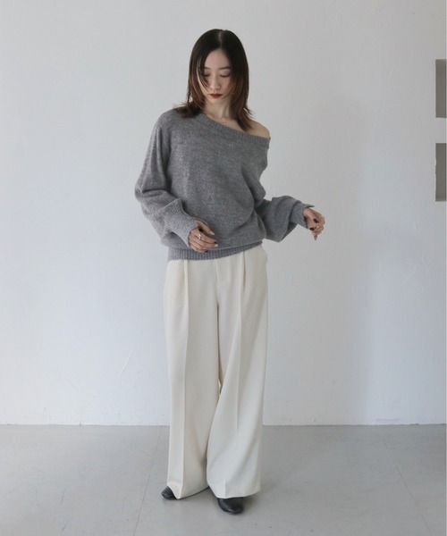 CLEIO（クレイオ）の「【CLEIO】オフショルダーニット/OFF SHOULDER KNIT/986-12626（ニット/セーター・レディース・アイボリー/ブラック/グレー・FREE）」の10枚目の写真