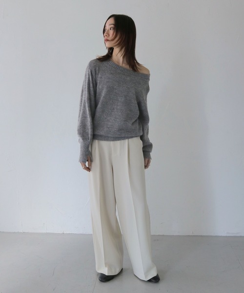 CLEIO（クレイオ）の「【CLEIO】オフショルダーニット/OFF SHOULDER KNIT/986-12626（ニット/セーター・レディース・アイボリー/ブラック/グレー・FREE）」の11枚目の写真