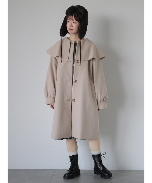 ehka sopo(エヘカソポ)の「ケープカラーコート(その他アウター・レディース・チャコールグレー/ベージュ/ミント・F)」の3枚目の写真