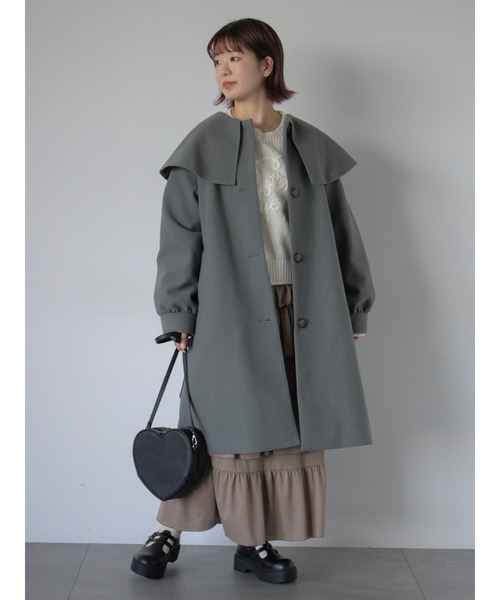 ehka sopo(エヘカソポ)の「ケープカラーコート(その他アウター・レディース・チャコールグレー/ベージュ/ミント・F)」の7枚目の写真