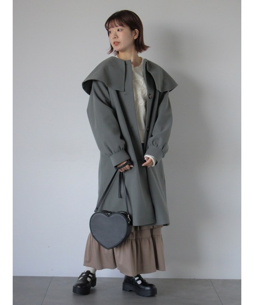 ehka sopo(エヘカソポ)の「ケープカラーコート(その他アウター・レディース・チャコールグレー/ベージュ/ミント・F)」の8枚目の写真