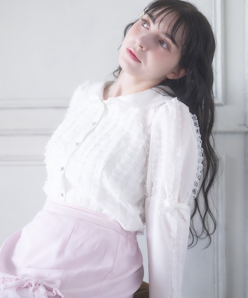 Lolime by mellfy memory（ロリミー バイ メルフィーメモリー）の「fluffy lace sailor ブラウス（シャツ/ブラウス・レディース・ホワイト/ピンク・M/LL）」の16枚目の写真