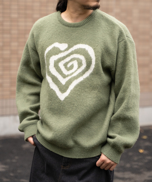 VENCEEXCHANGE（ヴァンスエクスチェンジ）の「グラフィックモヘアライクニット（ニット/セーター・メンズ・ベージュ/オフホワイト/ブルー/ブラック/カーキ/アイボリー・M/LL/L）」の5枚目の写真
