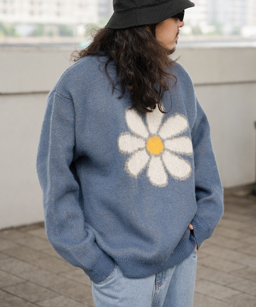 VENCEEXCHANGE（ヴァンスエクスチェンジ）の「グラフィックモヘアライクニット（ニット/セーター・メンズ・ベージュ/オフホワイト/ブルー/ブラック/カーキ/アイボリー・M/LL/L）」の7枚目の写真