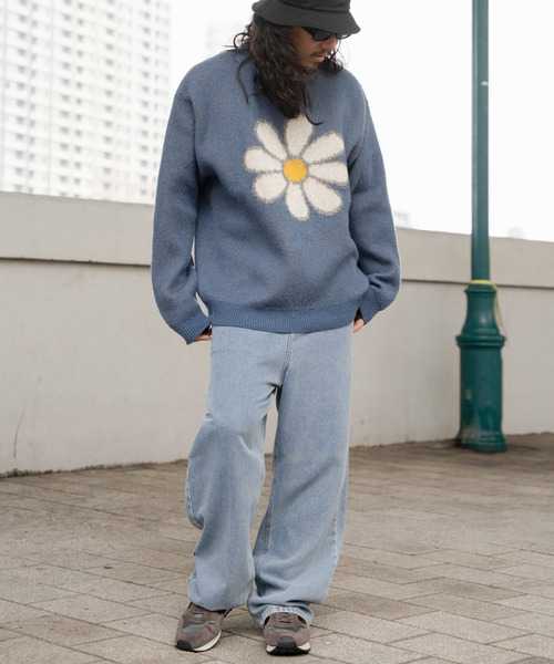 VENCEEXCHANGE（ヴァンスエクスチェンジ）の「グラフィックモヘアライクニット（ニット/セーター・メンズ・ベージュ/オフホワイト/ブルー/ブラック/カーキ/アイボリー・M/LL/L）」の9枚目の写真