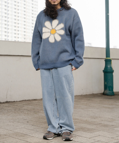 VENCEEXCHANGE（ヴァンスエクスチェンジ）の「グラフィックモヘアライクニット（ニット/セーター・メンズ・ベージュ/オフホワイト/ブルー/ブラック/カーキ/アイボリー・M/LL/L）」の10枚目の写真