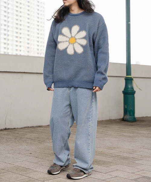 VENCEEXCHANGE（ヴァンスエクスチェンジ）の「グラフィックモヘアライクニット（ニット/セーター・メンズ・ベージュ/オフホワイト/ブルー/ブラック/カーキ/アイボリー・M/LL/L）」の11枚目の写真