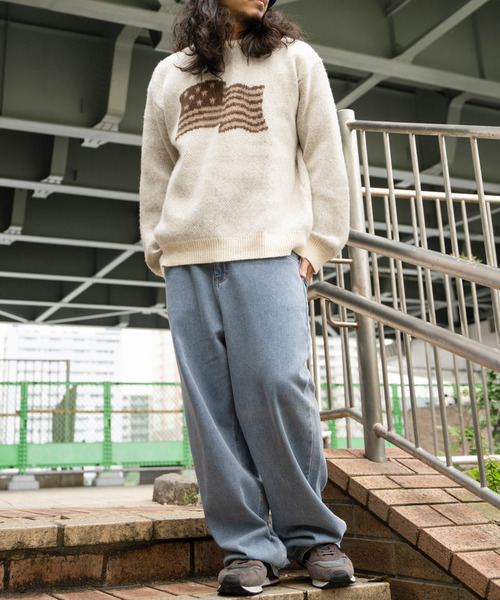 VENCEEXCHANGE（ヴァンスエクスチェンジ）の「グラフィックモヘアライクニット（ニット/セーター・メンズ・ベージュ/オフホワイト/ブルー/ブラック/カーキ/アイボリー・M/LL/L）」の15枚目の写真