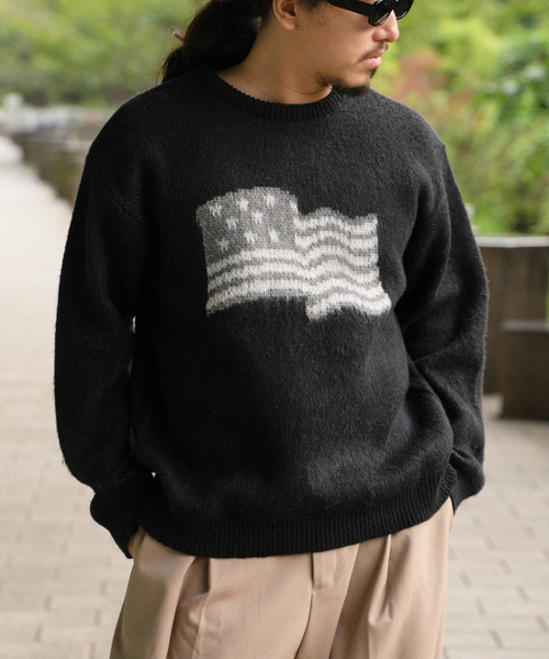 VENCEEXCHANGE（ヴァンスエクスチェンジ）の「グラフィックモヘアライクニット（ニット/セーター・メンズ・ベージュ/オフホワイト/ブルー/ブラック/カーキ/アイボリー・M/LL/L）」の22枚目の写真