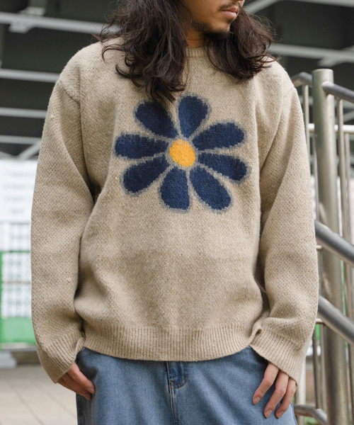 VENCEEXCHANGE（ヴァンスエクスチェンジ）の「グラフィックモヘアライクニット（ニット/セーター・メンズ・ベージュ/オフホワイト/ブルー/ブラック/カーキ/アイボリー・M/LL/L）」の18枚目の写真