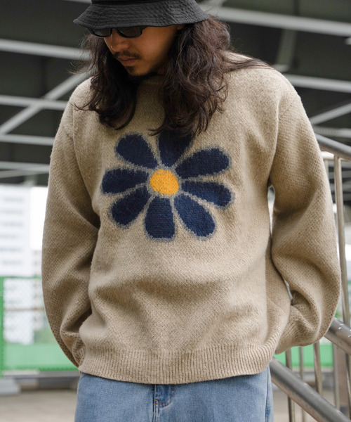 VENCEEXCHANGE（ヴァンスエクスチェンジ）の「グラフィックモヘアライクニット（ニット/セーター・メンズ・ベージュ/オフホワイト/ブルー/ブラック/カーキ/アイボリー・M/LL/L）」の19枚目の写真