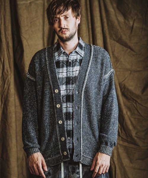 NO ID.（ノーアイディ）の「【NO ID.】Reversible Knit Cardigan / リバーシブル ニット カーディガン（カーディガン/ボレロ・メンズ・ベージュ/ネイビー/ブラック・ONE SIZE）」の7枚目の写真