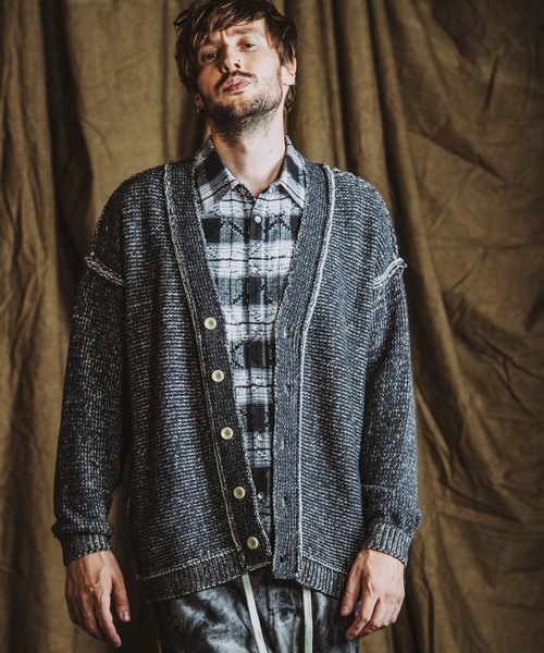 NO ID.（ノーアイディ）の「【NO ID.】Reversible Knit Cardigan / リバーシブル ニット カーディガン（カーディガン/ボレロ・メンズ・ベージュ/ネイビー/ブラック・ONE SIZE）」の8枚目の写真