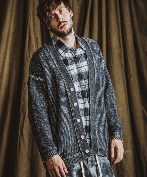 NO ID.（ノーアイディ）の「【NO ID.】Reversible Knit Cardigan / リバーシブル ニット カーディガン（カーディガン/ボレロ・メンズ・ベージュ/ネイビー/ブラック・ONE SIZE）」の9枚目の写真