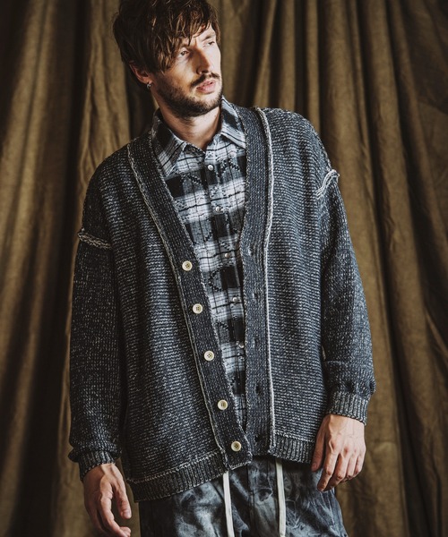 NO ID.（ノーアイディ）の「【NO ID.】Reversible Knit Cardigan / リバーシブル ニット カーディガン（カーディガン/ボレロ・メンズ・ベージュ/ネイビー/ブラック・ONE SIZE）」の10枚目の写真