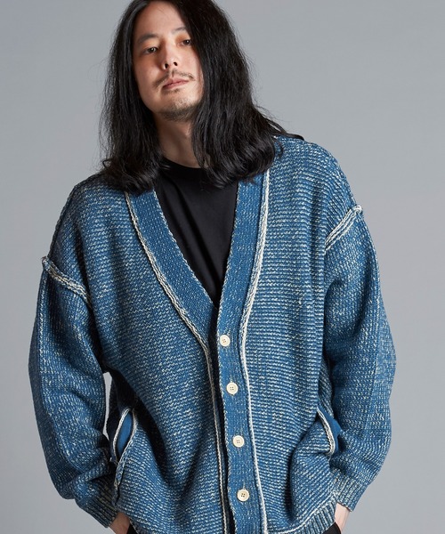 NO ID.（ノーアイディ）の「【NO ID.】Reversible Knit Cardigan / リバーシブル ニット カーディガン（カーディガン/ボレロ・メンズ・ベージュ/ネイビー/ブラック・ONE SIZE）」の5枚目の写真