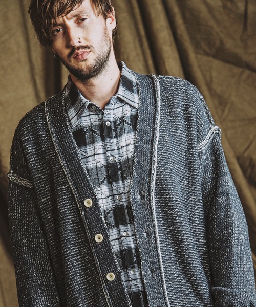 NO ID.（ノーアイディ）の「【NO ID.】Reversible Knit Cardigan / リバーシブル ニット カーディガン（カーディガン/ボレロ・メンズ・ベージュ/ネイビー/ブラック・ONE SIZE）」の4枚目の写真