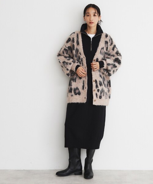 THE SHOP TK （ザ ショップ ティーケー ）の「◆起毛ヒョウ柄Vネックカーディガン（カーディガン/ボレロ・レディース・ベージュ系/チャコール・99）」の14枚目の写真