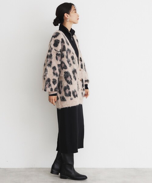 THE SHOP TK （ザ ショップ ティーケー ）の「◆起毛ヒョウ柄Vネックカーディガン（カーディガン/ボレロ・レディース・ベージュ系/チャコール・99）」の15枚目の写真