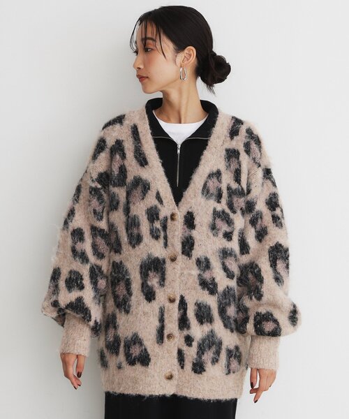THE SHOP TK （ザ ショップ ティーケー ）の「◆起毛ヒョウ柄Vネックカーディガン（カーディガン/ボレロ・レディース・ベージュ系/チャコール・99）」の17枚目の写真