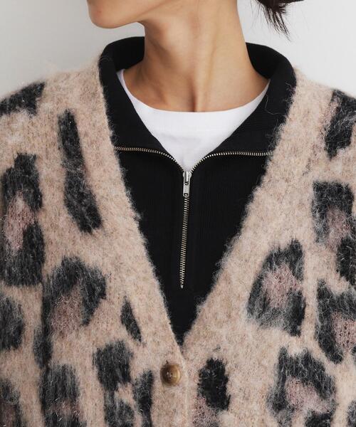 THE SHOP TK （ザ ショップ ティーケー ）の「◆起毛ヒョウ柄Vネックカーディガン（カーディガン/ボレロ・レディース・ベージュ系/チャコール・99）」の9枚目の写真