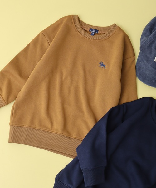POLOCHAMPS（ポロチャンプス）の「POLOCHAMPS オーバーサイズ裏起毛トレーナー kids（スウェット・キッズ・杢グレー/ダークグリーン/チャコールアッシュ/キャメル/ネイビー/チャコール/グレイッシュベージュ/ブラック・110/120/130/140/150/160）」の8枚目の写真