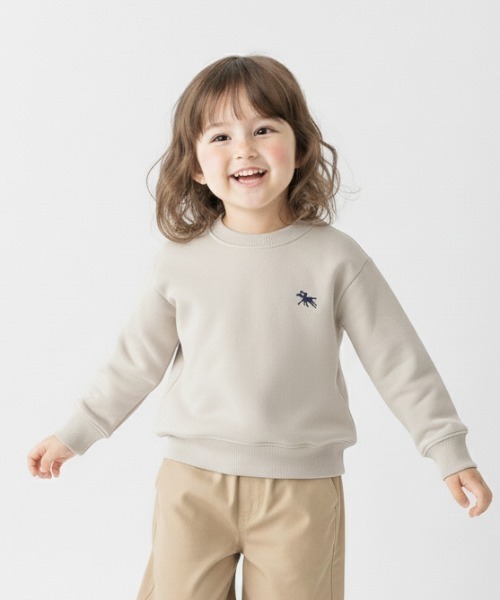 POLOCHAMPS（ポロチャンプス）の「POLOCHAMPS オーバーサイズ裏起毛トレーナー kids（スウェット・キッズ・杢グレー/ダークグリーン/チャコールアッシュ/キャメル/ネイビー/チャコール/グレイッシュベージュ/ブラック・110/120/130/140/150/160）」の6枚目の写真