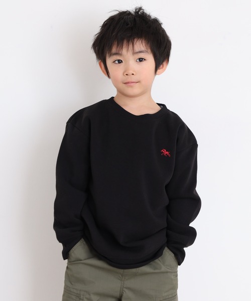 POLOCHAMPS（ポロチャンプス）の「POLOCHAMPS オーバーサイズ裏起毛トレーナー kids（スウェット・キッズ・杢グレー/ダークグリーン/チャコールアッシュ/キャメル/ネイビー/チャコール/グレイッシュベージュ/ブラック・110/120/130/140/150/160）」の2枚目の写真