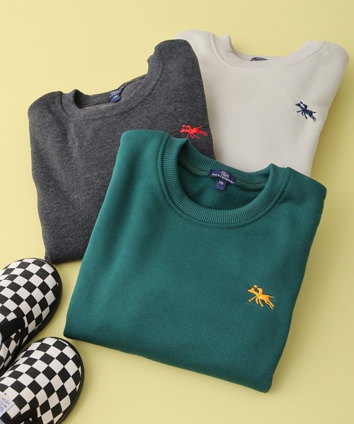 POLOCHAMPS（ポロチャンプス）の「POLOCHAMPS オーバーサイズ裏起毛トレーナー kids（スウェット・キッズ・杢グレー/ダークグリーン/チャコールアッシュ/キャメル/ネイビー/チャコール/グレイッシュベージュ/ブラック・110/120/130/140/150/160）」の7枚目の写真