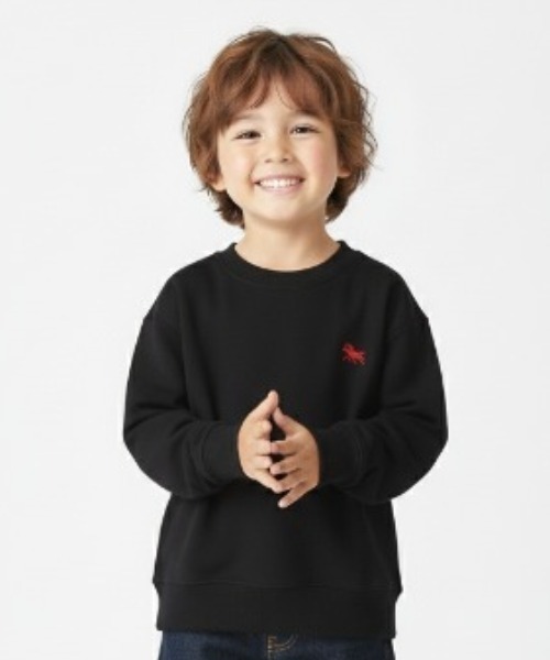 POLOCHAMPS（ポロチャンプス）の「POLOCHAMPS オーバーサイズ裏起毛トレーナー kids（スウェット・キッズ・杢グレー/ダークグリーン/チャコールアッシュ/キャメル/ネイビー/チャコール/グレイッシュベージュ/ブラック・110/120/130/140/150/160）」の10枚目の写真