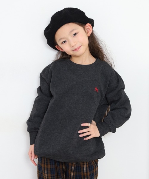 POLOCHAMPS（ポロチャンプス）の「POLOCHAMPS オーバーサイズ裏起毛トレーナー kids（スウェット・キッズ・杢グレー/ダークグリーン/チャコールアッシュ/キャメル/ネイビー/チャコール/グレイッシュベージュ/ブラック・110/120/130/140/150/160）」の13枚目の写真