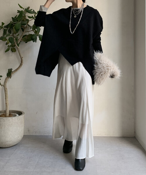 DouDou（ドゥドゥ）の「【WEB限定】ステッチドルマンニット（ニット/セーター・レディース・ライトグレー/ブラック/カーキ・FREE）」の5枚目の写真