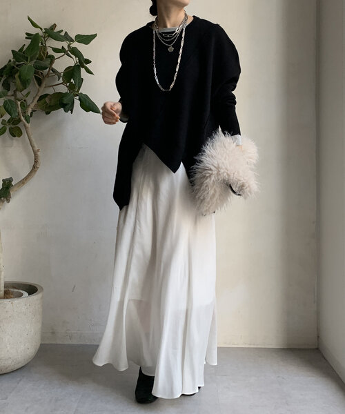 DouDou（ドゥドゥ）の「【WEB限定】ステッチドルマンニット（ニット/セーター・レディース・ライトグレー/ブラック/カーキ・FREE）」の6枚目の写真