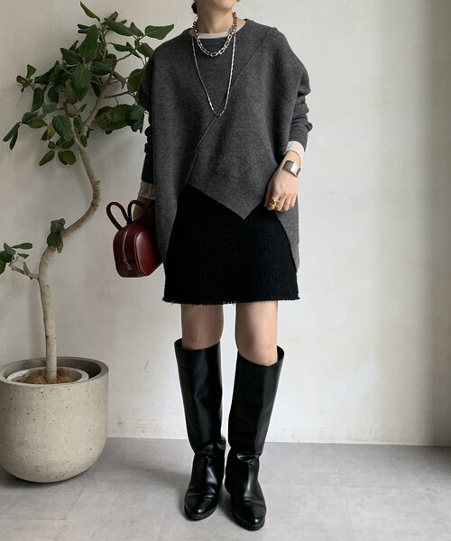 DouDou（ドゥドゥ）の「【WEB限定】ステッチドルマンニット（ニット/セーター・レディース・ライトグレー/ブラック/カーキ・FREE）」の12枚目の写真