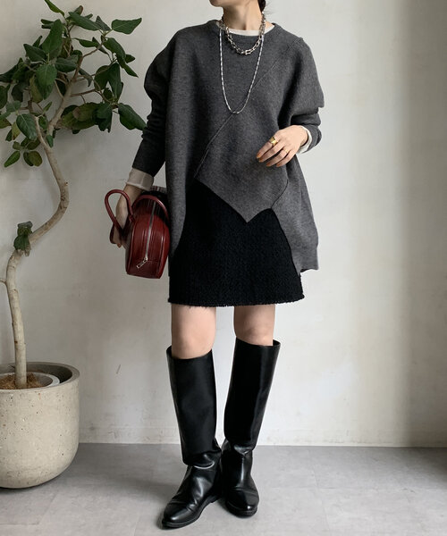 DouDou（ドゥドゥ）の「【WEB限定】ステッチドルマンニット（ニット/セーター・レディース・ライトグレー/ブラック/カーキ・FREE）」の13枚目の写真