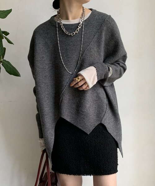 DouDou（ドゥドゥ）の「【WEB限定】ステッチドルマンニット（ニット/セーター・レディース・ライトグレー/ブラック/カーキ・FREE）」の18枚目の写真