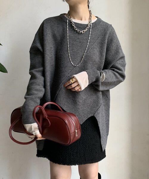 DouDou（ドゥドゥ）の「【WEB限定】ステッチドルマンニット（ニット/セーター・レディース・ライトグレー/ブラック/カーキ・FREE）」の19枚目の写真