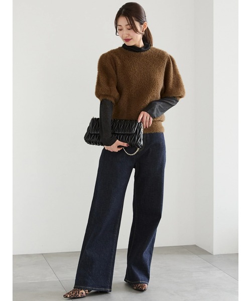 Te chichi（テチチ）の「シャギーハーフスリーブプルオーバー（ニット/セーター・レディース・ネイビー/ブラウン・F）」の3枚目の写真